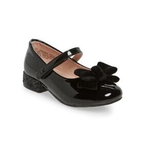 Nordstrom Lillie Mary Jane Black Bow Sparkle Kids Girls Dress Shoes Size 3